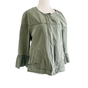 Sanctuary Military Jacket M Bell Sleeve Size Medium Full Zip Pockets Cotton S23